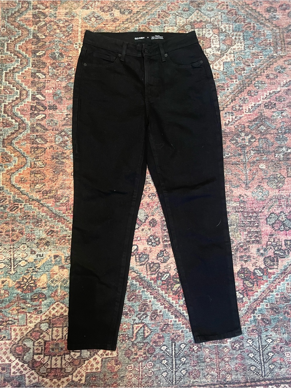 Old Navy Women’s O.G. Straight High-Rise Jeans in Black Denim